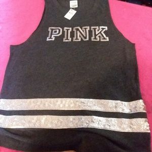 PINK.  GOLD BLING TANK TOP.  CHARCOAL.